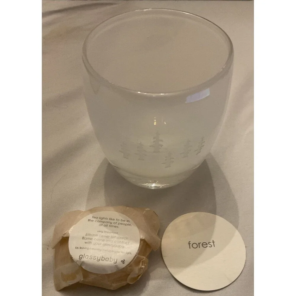 Retired Pre-Triskelion Glassybaby “Forest Walk” Name Disc Tealight Bellybutton